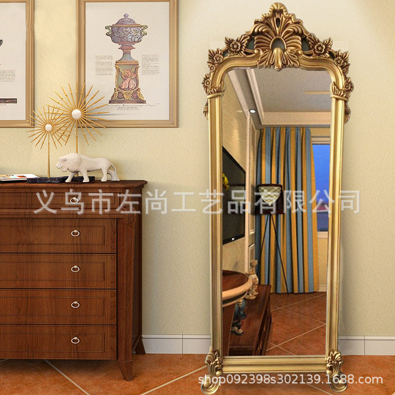 欧式复古全身壁挂穿衣镜试衣镜巴洛克理发美容挂镜玄关服装店镜子