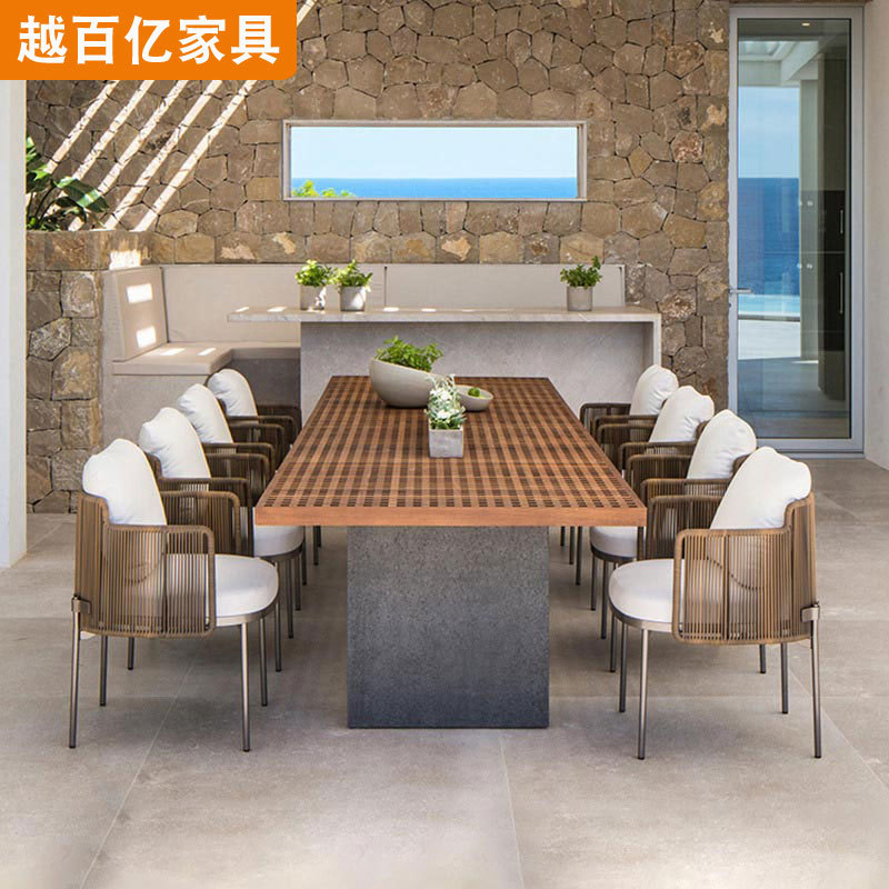 户外实木桌椅庭院别墅阳台休闲椅藤椅客厅室外花园家具塑木桌椅