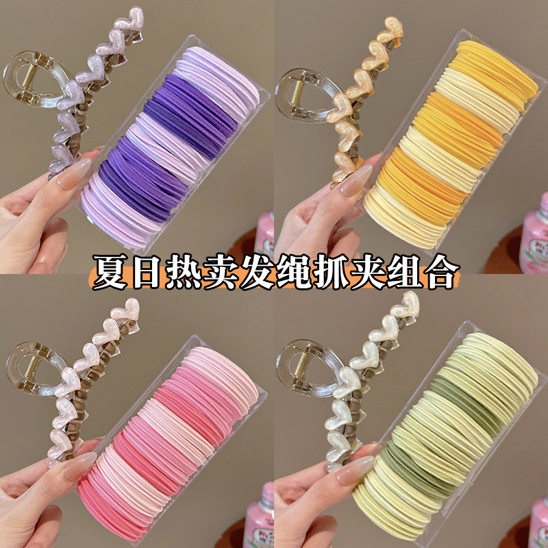 多巴胺彩色发绳女扎头橡皮筋发圈头绳气质鲨鱼夹盘发发卡头饰发夹