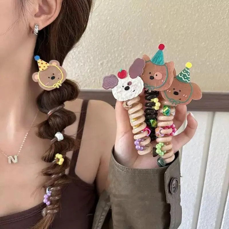 可爱电话线发圈卡通头绳女2026新款高端网红泡泡辫编发神器不伤发,居家日用,居家日用套装,淘宝优惠券,粉丝福利购,淘宝优惠卷