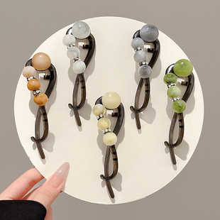 高级感简约头饰发饰女珍珠扭扭夹中式发夹一字夹发量少后脑勺抓夹