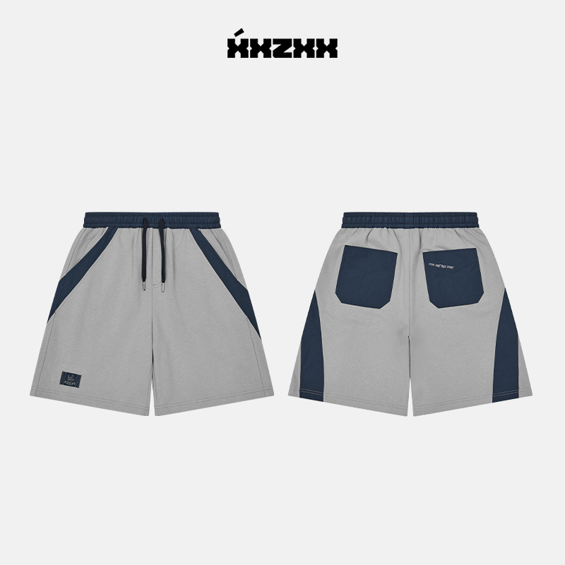 XXZXX潮牌撞色拼接休闲短裤男女