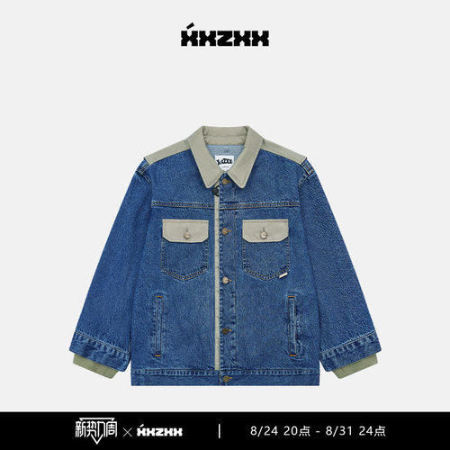 XXZXX潮牌复古拼接外套宽松牛仔