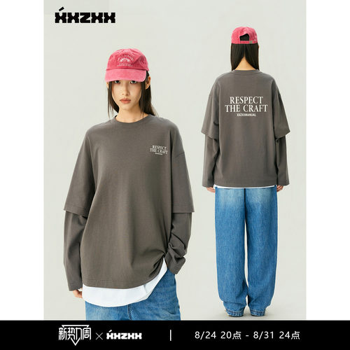 XXZXX复古假两件T恤男女同款潮牌