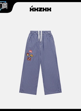 XXZXX 格子长裤刺绣男女同款潮牌童装亲子装 2026年春季新款 1301