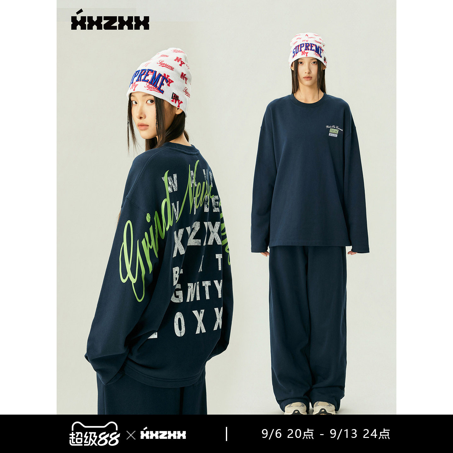 XXZXX长袖厚T恤男女同款潮牌图片