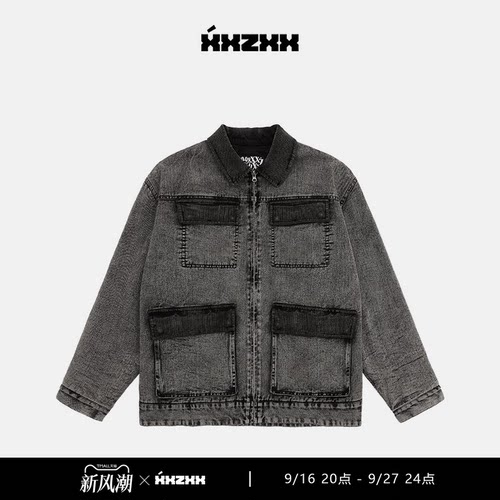 XXZXX潮牌牛仔外套工装重磅长袖
