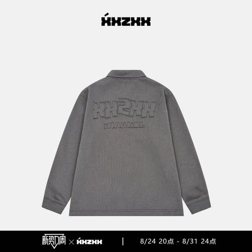 XXZXX潮牌套头卫衣POLO领宽松