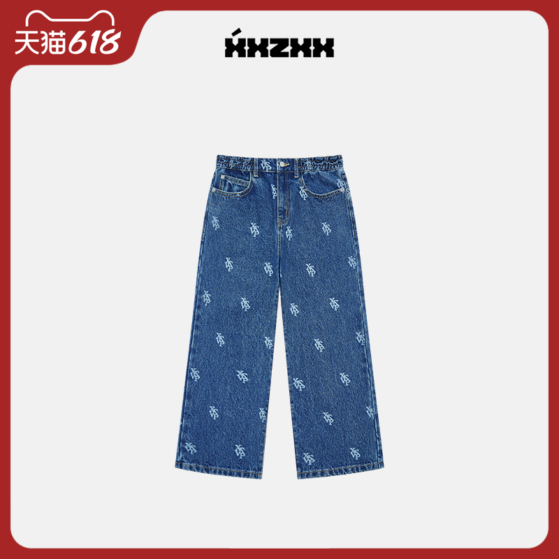 XXZXX潮牌牛仔裤满印设计宽松