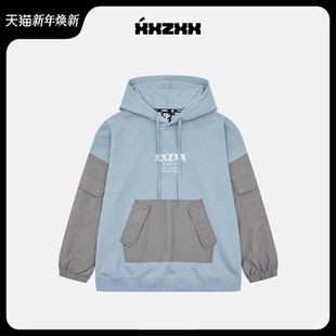 新款 XXZXX套头卫衣长袖 秋季 亲子装 2505 宽松连帽拼接男女潮牌童装