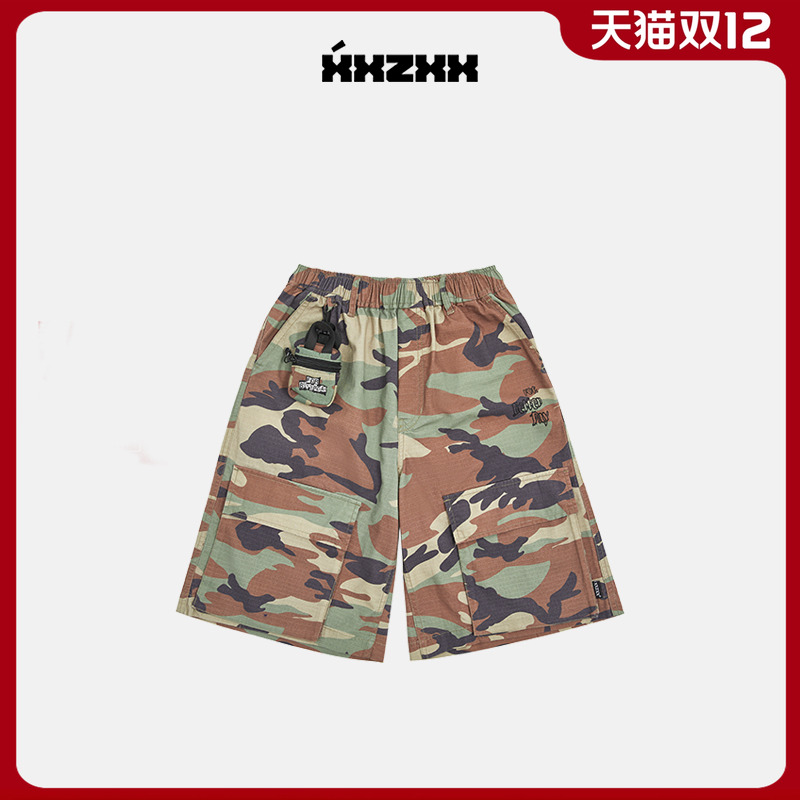 XXZXX潮牌美式迷彩工装短裤男女