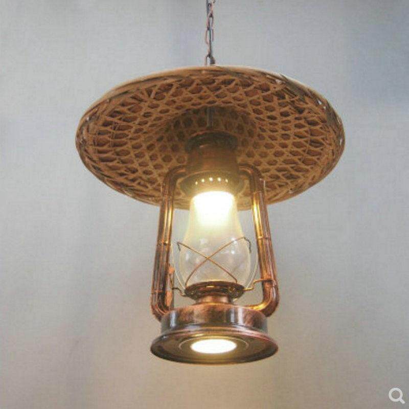 复古吊灯马灯竹编斗笠农家乐仿古藤艺灯具网红草帽灯直销