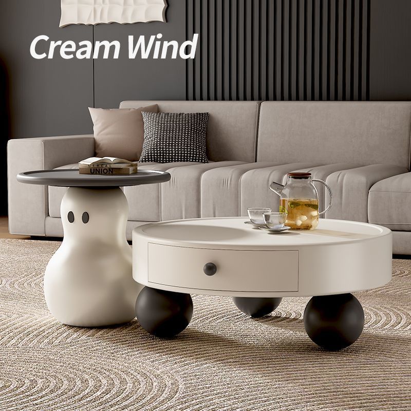 新款奶油风雪人茶几电视柜组合现代简约创意家用小户型客厅带抽屉