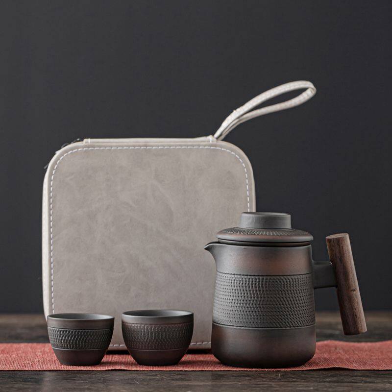 高档挑刀紫陶旅行茶具便携式户外旅游出差茶器高档功夫防烫快客杯