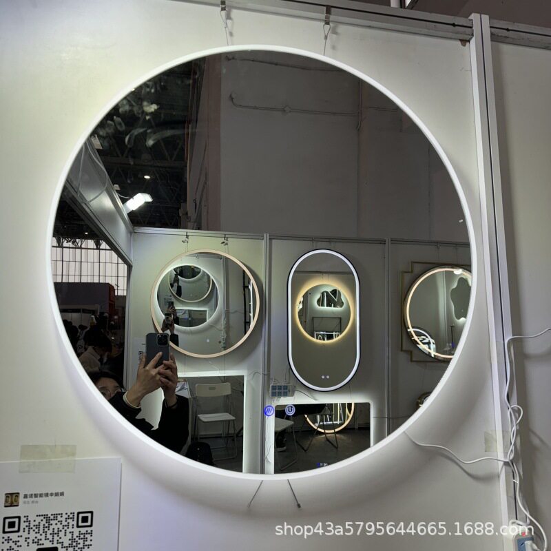 圆形挂墙浴室镜酒店镜子宾馆民宿卫生间发光镜子洗漱镜子LED灯镜