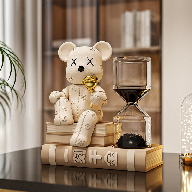 皮纹暴力熊潮玩磁性流沙沙漏摆件书房电视柜入户玄关高级感装饰品,家居饰品,桌面摆件,淘宝优惠券,粉丝福利购,淘宝优惠卷
