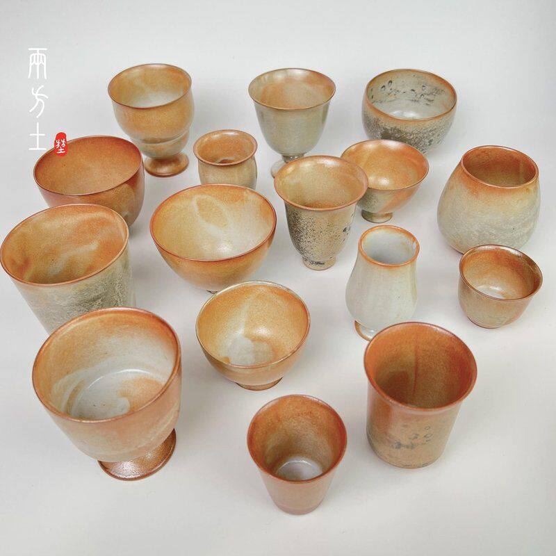 两方土 陶一丁柴烧长石志野水墨志野粗陶茶杯主人杯品茗杯单杯