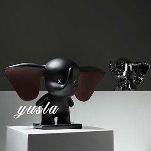 爆款可爱动物小飞象摆件样板间客厅玄关柜电视柜别墅软装饰品树脂