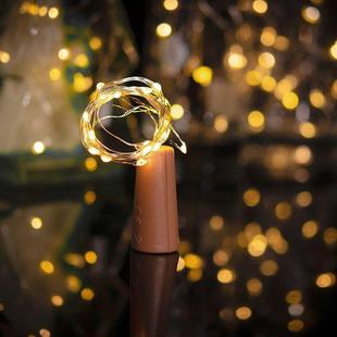 爆款瓶塞灯AG13纽扣电池led彩灯圣诞装饰串灯星星铜线灯串酒瓶塞