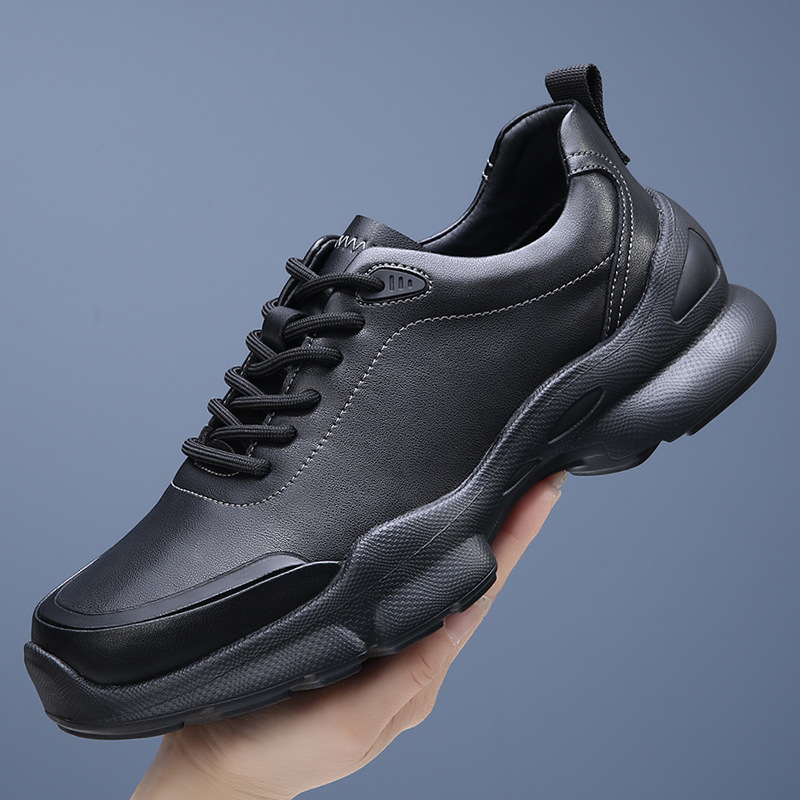 欧洲站春夏季真皮透气镂空健步鞋男士休闲鞋轻便防滑跑步鞋耐磨运