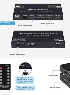 2020 HDMI Audio Extractor 4K HDMEI SPDIF Converter 5.1 HDMI