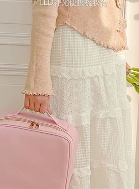 化妆包带镜子带LEnD灯大容量化妆品护肤品收纳包手提便携收纳箱包