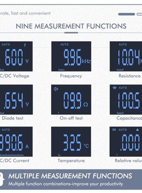 KKM78 600V True RMS Digitaly Clamp Meter with AC V/A Wavefor