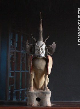 洛阳唐三才天王镇墓兽摆件古典瓷器M陶艺博物馆仿古装饰
