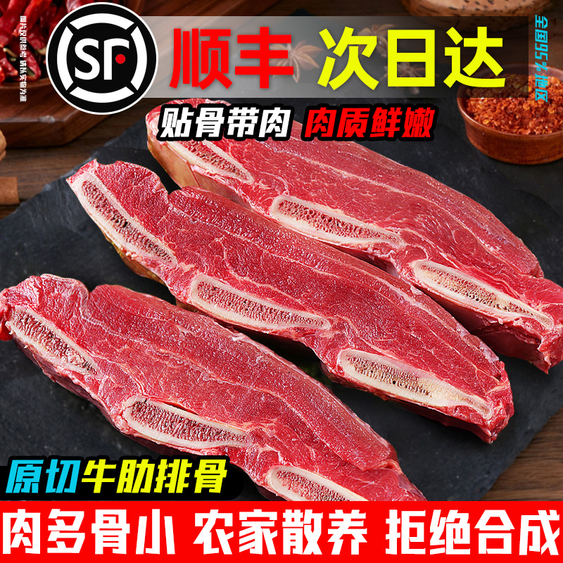 谷饲原切安格斯牛排骨新鲜带肉牛肋排肋条仔骨黄牛肉商用进口肋骨