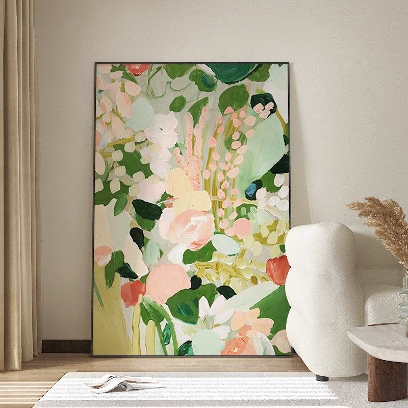 纯手绘油画奶油风客厅沙发背景墙装饰画现代简约R入户玄关走廊挂,家居饰品,油画,淘宝优惠券,粉丝福利购,淘宝优惠卷