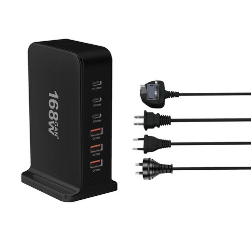 跨境168W氮化镓PD充电t器3A3C多口桌面欧美大功率手机适配器