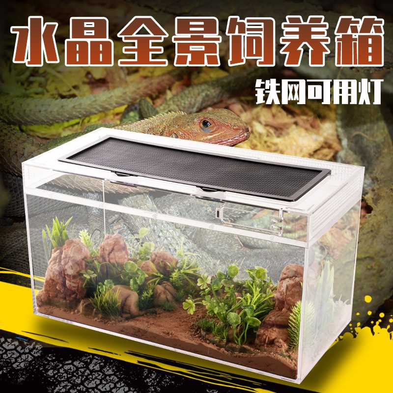 亚力克水晶爬虫箱爬宠缸饲养盒透明守宫角蛙睫角蜥蜴乌龟仓鼠造景
