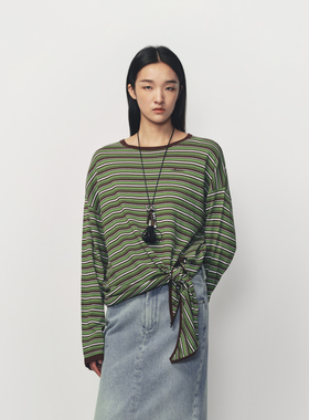 AVVENN绑带结构落肩设计调节收腰毛衫AK10601638