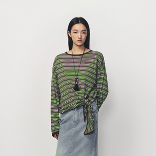 AVVENN绑带结构落肩设计调节收腰毛衫AK10601638