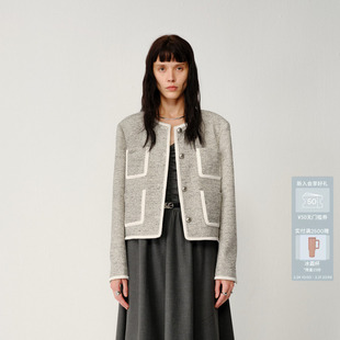 AVVENN撞色粗花呢小香风外套AM10105753