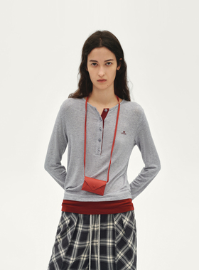 AVVENN设计师款亨利领拼接撞色针织开衫AL91001516