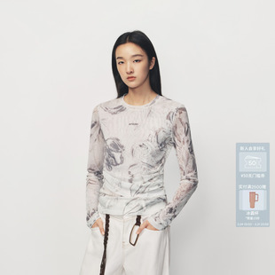 AVVENN101经典 皮肤衣AK10801537 系列佩利斯花纹印花褶皱修身