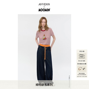 AVVENNX Moomin姆明联名胶囊红白条纹配IP形象短袖T恤 AK31001830