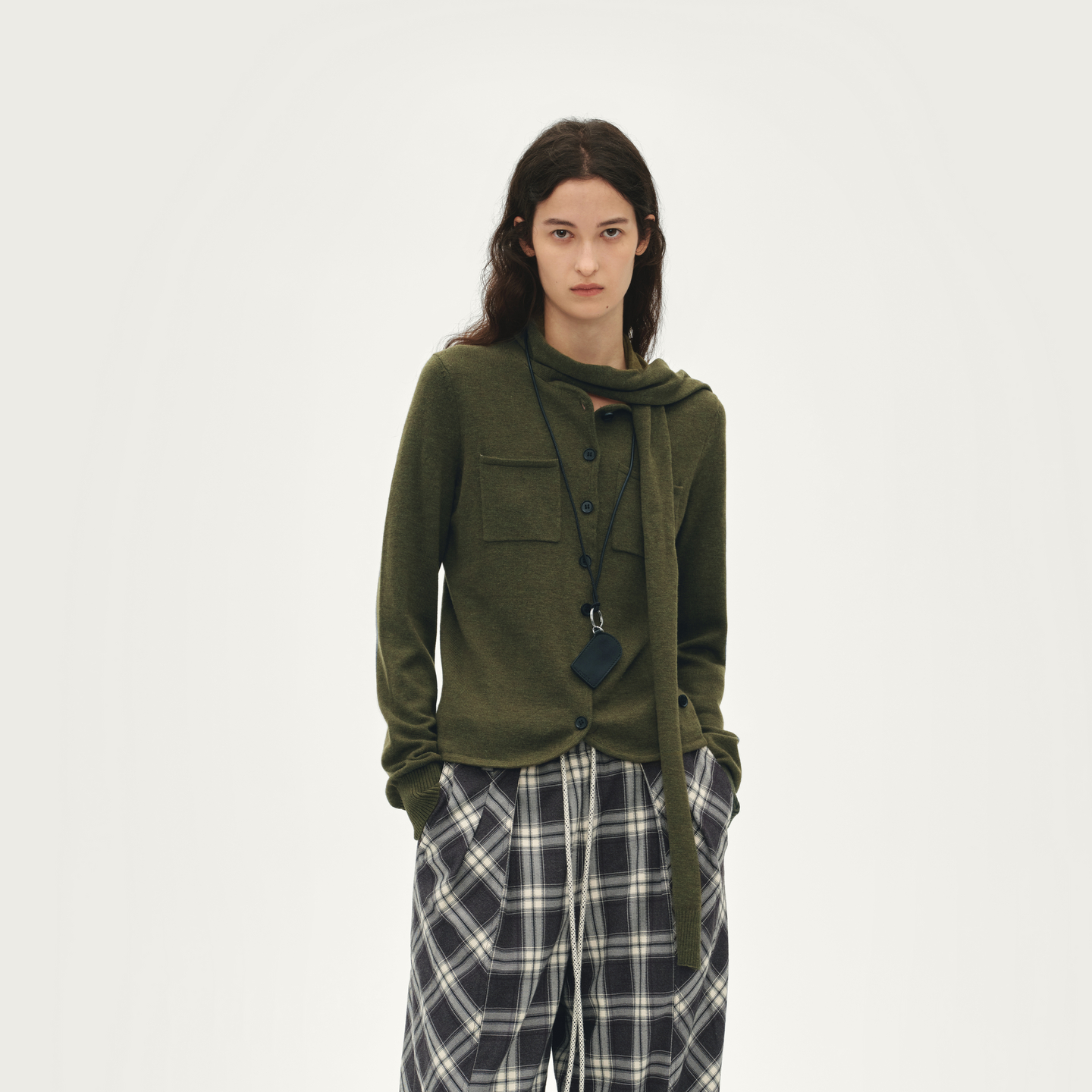 AVVENN设计师款飘带长袖羊毛长袖高领上衣AL92801575