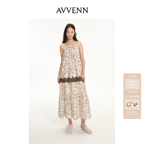 [3期免息]AVVENN复古印花设计吊带长裙 AK31101684