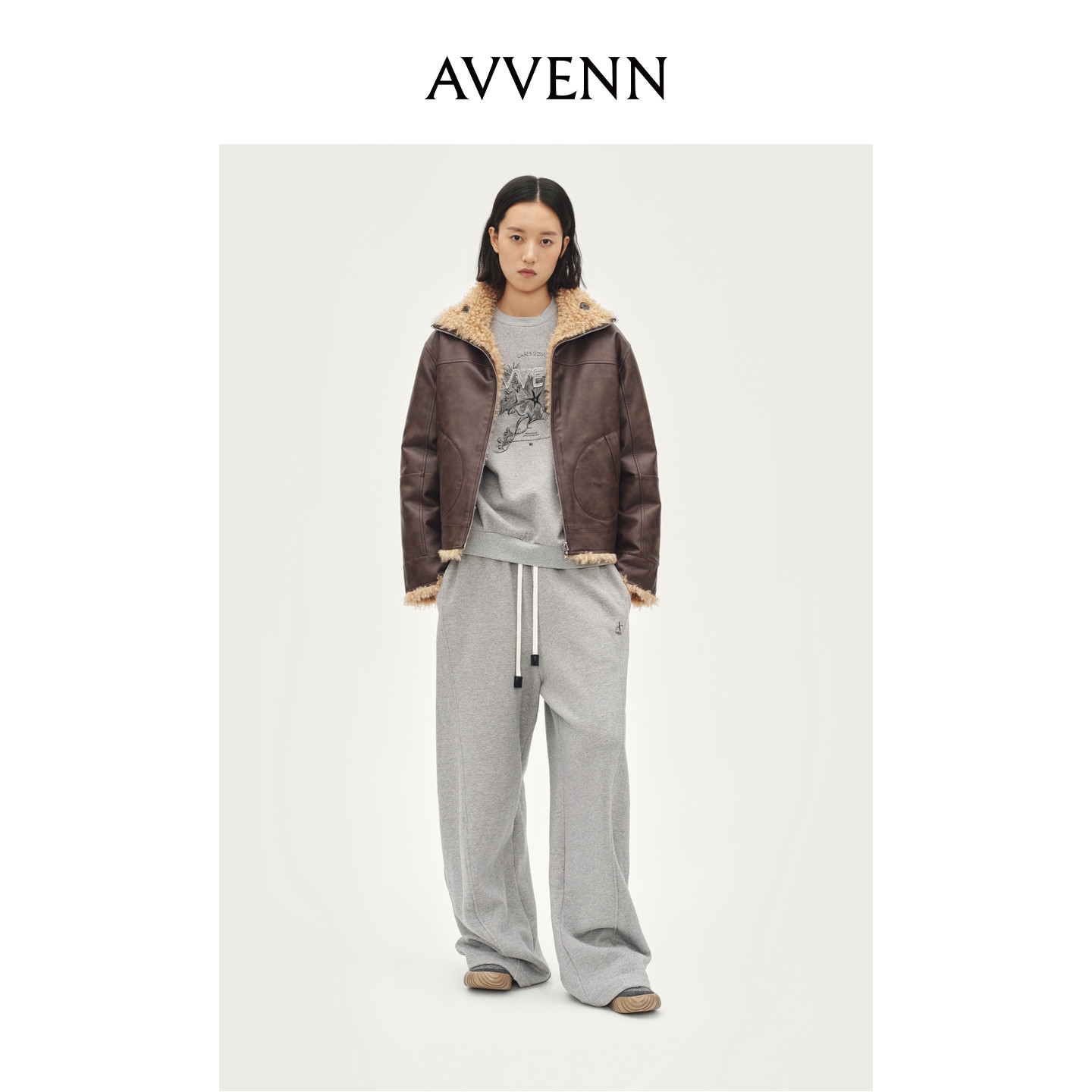 AVVENN正反两穿环保皮草外套高领扣袢可拆卸AL90105551