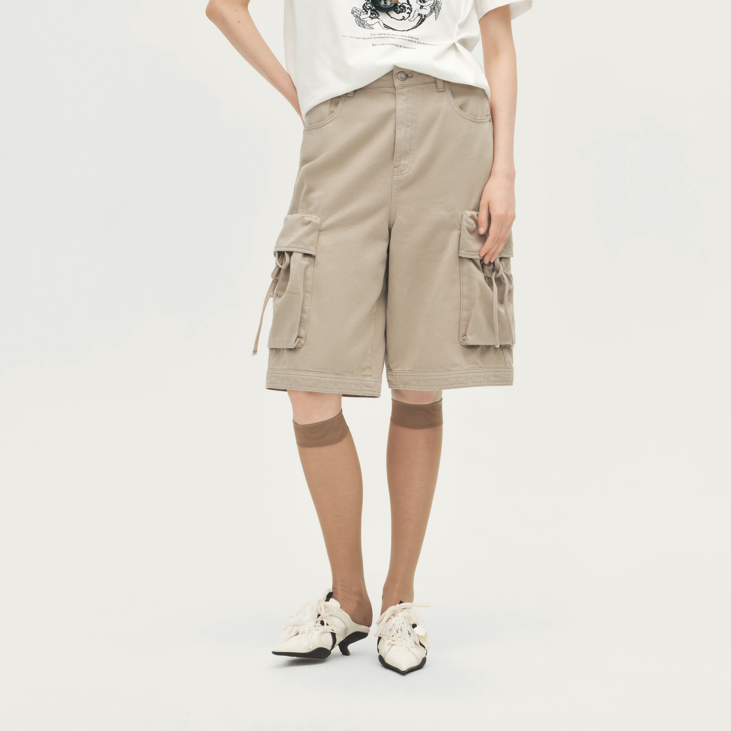 AVVENN2025秋季【欧阳娜娜同款】大口袋工装休闲牛仔裤AL71305596