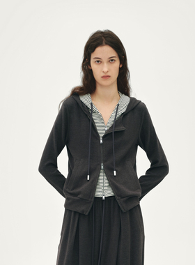 AVVENN 106经典系列假两件拉链双层帽修身上衣AL90105545