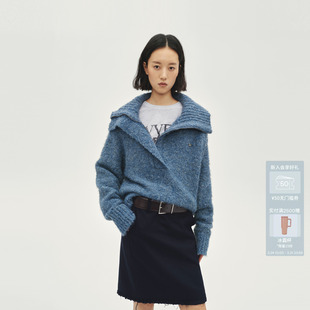 AVVENN马海毛羊毛立体毛圈针织衫 高领时髦松弛感AL90601665