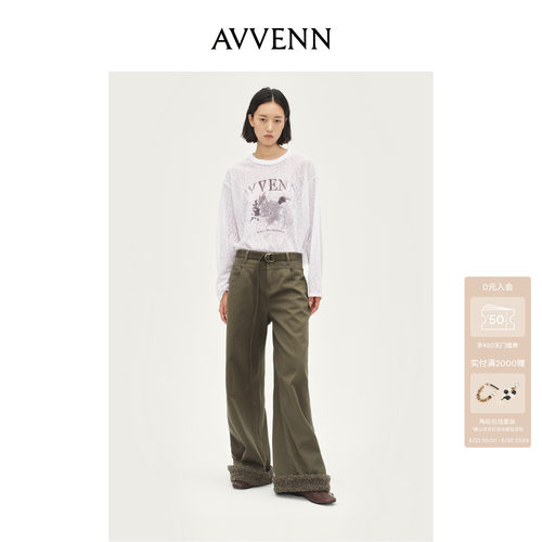 AVVENN设计师款圆领长袖t恤百搭数码印花AL91001511