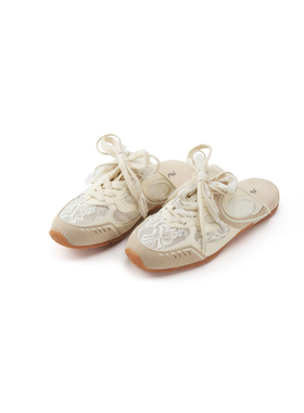 AVVENN2025新品层次拼接肌理感镂空蕾丝精致运动鞋AL3P010740