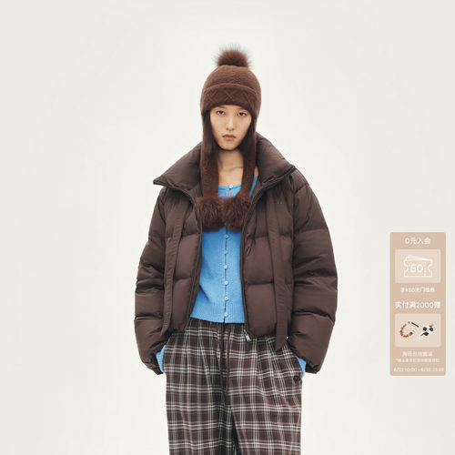 AVVENN设计师款复古棕咖色正反两穿羽绒服AL90501558