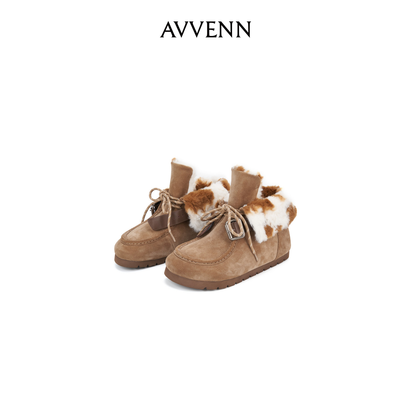 AVVENN设计师款毛里造型袋鼠鞋风女鞋短靴AL9P010706