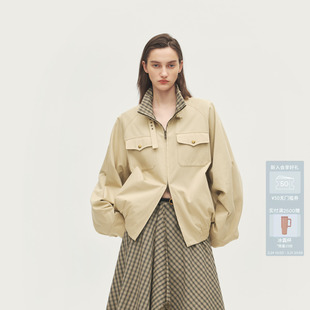 AVVENN设计师款 复古墨绿格哈灵顿外套AL70110739 正反双面美式