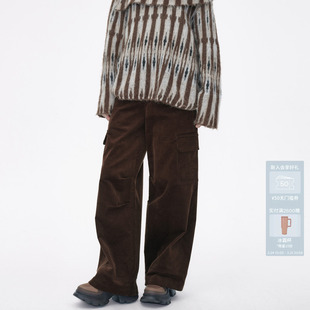 AVVENN氛围棕直筒宽松工装 配赠腰带AM91301777 风长裤